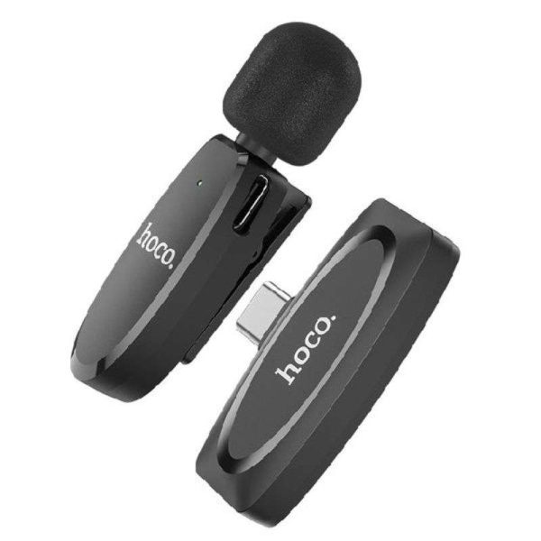 For Hoco L15 iPhone Lightning Crystal Lavalier Wireless Digital Microphone – Black - Image 2