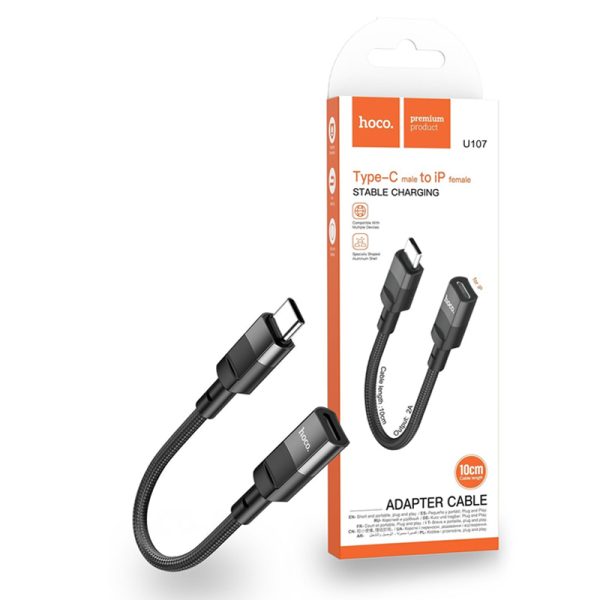 For Hoco U107 Type-C Male to iPhone Lightning Female Adapter Cable 0.1M