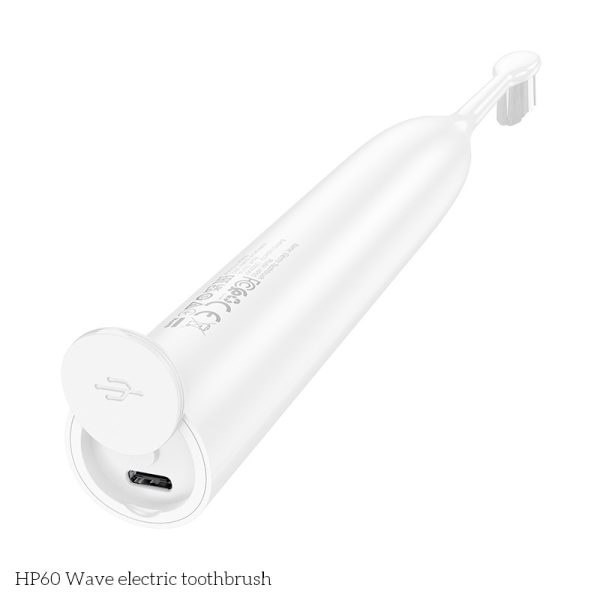 HP60 Wave Electric Toothbrush, with 3 Replacement Brush Heads for Adults and Kids,Portable Rechargeable Toothbrush – White - Image 4