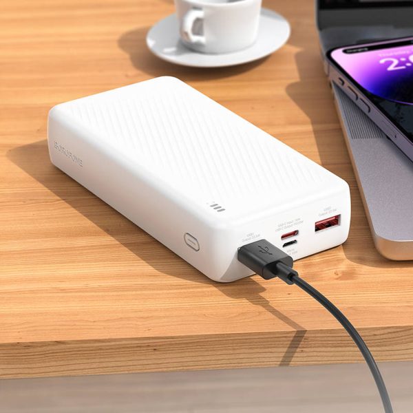 Power Bank Borofone BJ56A 22.5W+PD20W 20000mAh Backup Charger- White - Image 4