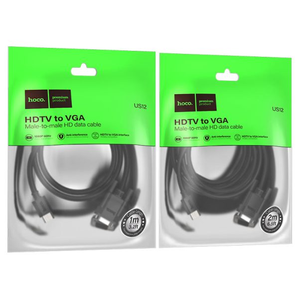 US12 HDTV male to VGA male HD data cable for PC, desktop, laptop, computer, monitor, projector, HDTV, Raspberry Pi, Roku - Image 3