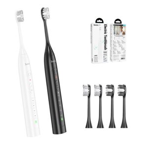 HP60 Wave Electric Toothbrush, with 3 Replacement Brush Heads for Adults and Kids,Portable Rechargeable Toothbrush – White