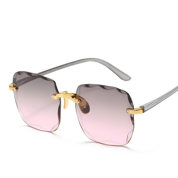 Square Sunglasses Woman Brand Designer Fashion Rimless Gradient Sun Glasses - Image 3