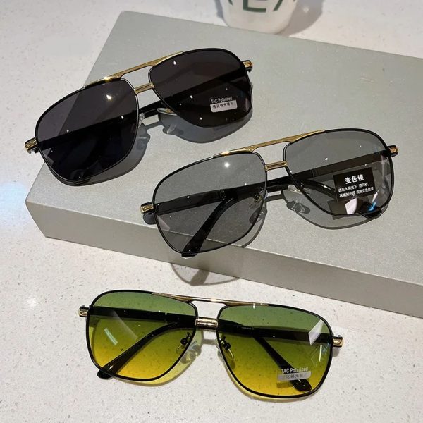 Sunglasses Men Women Fashion Polarized Photochromic Shades Eyewear Double Bridge Driving Sun Glasses